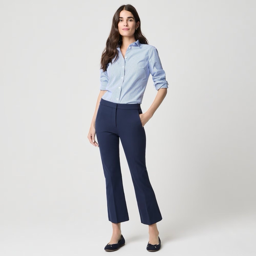 J.Crew Tall Nicki flare pant Navy Blue 6T 6 NWT Classic Preppy Work Office